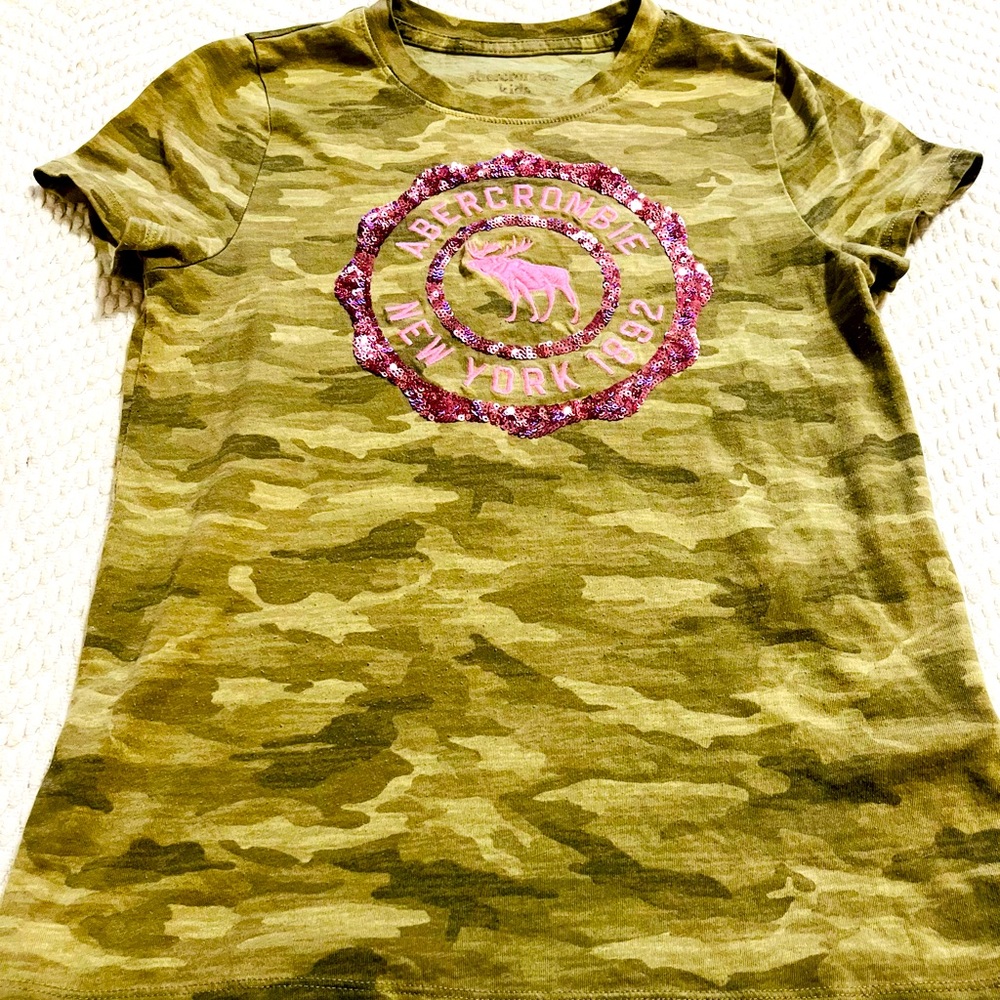 Abercrombie Camo T-Shirt with Pink Logo